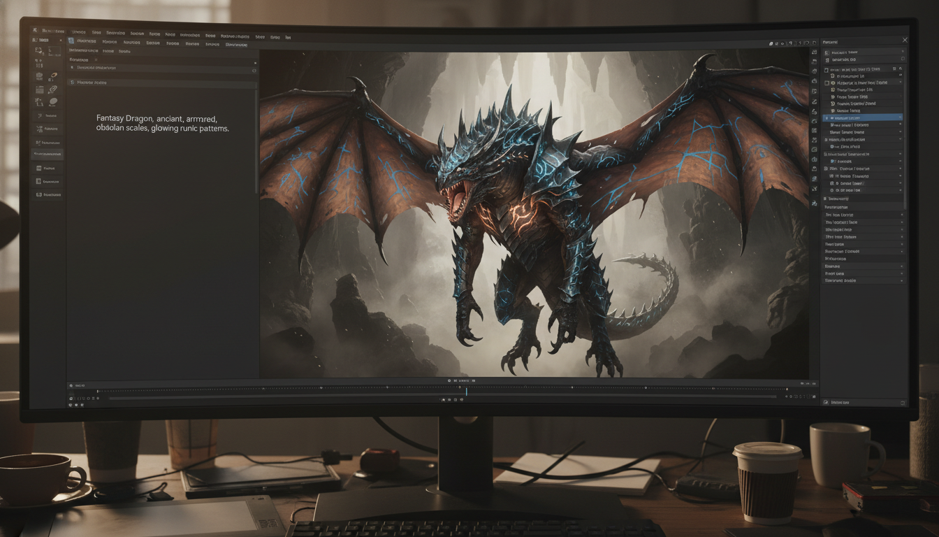 Процесс создания 3D модели для игры через текстовый промпт нейросети