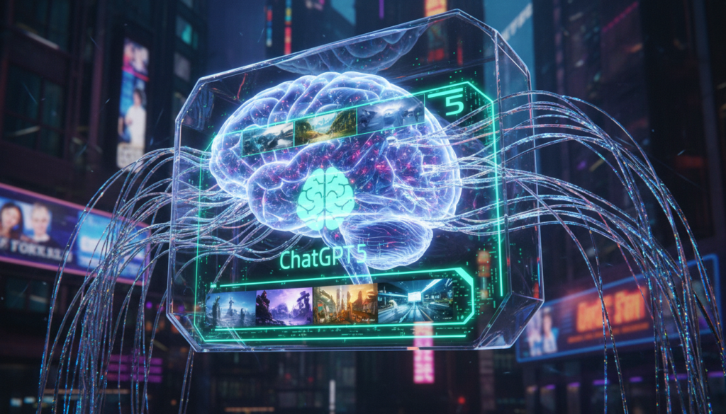 Человек управляет нейросетями ChatGPT 5 и Sora 2 с помощью силы мысли через современный нейроинтерфейс