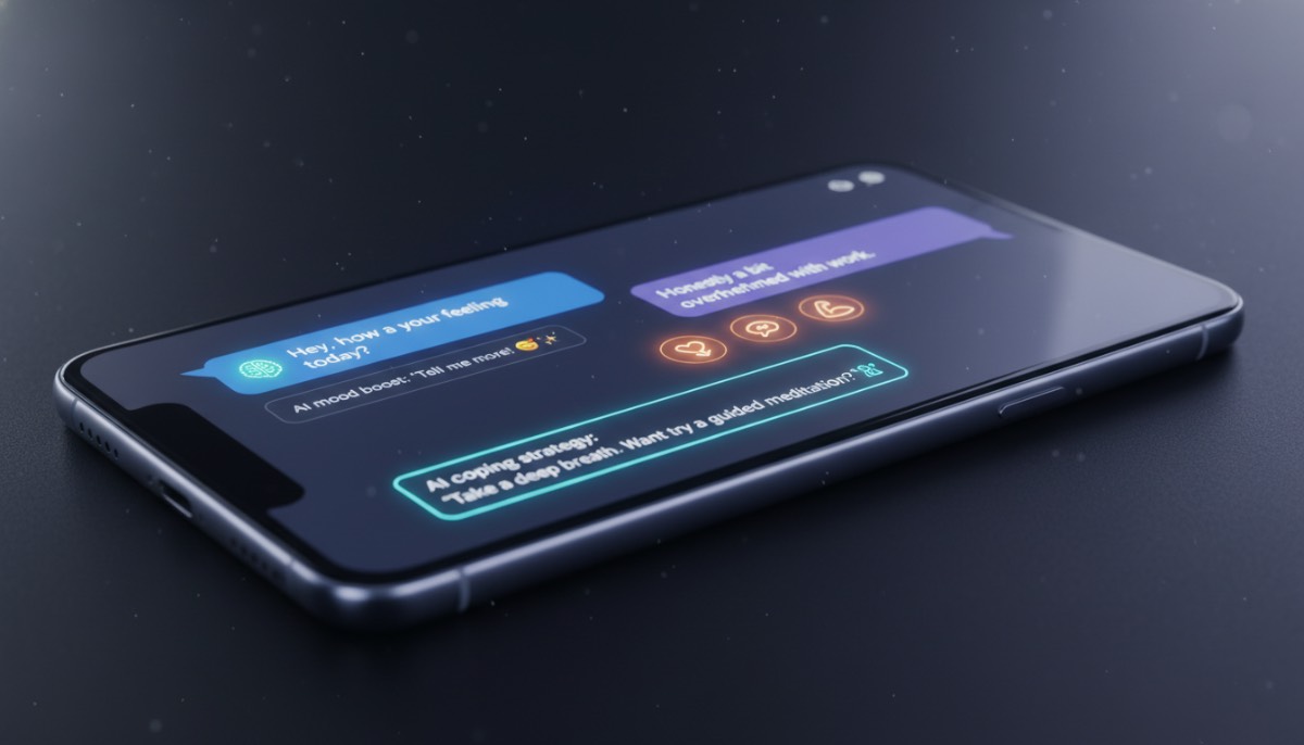 Экран смартфона с подсказками искусственного интеллекта для улучшения тона сообщений