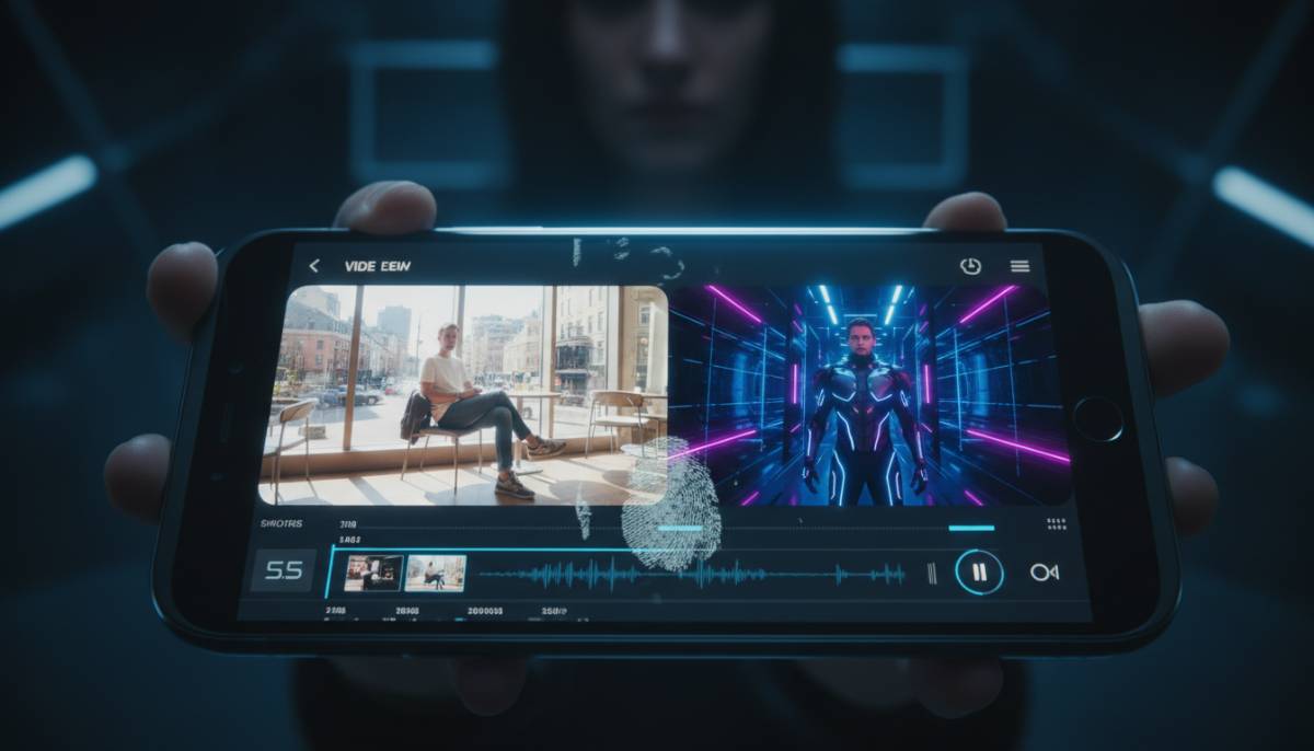 Процесс изменения освещения и одежды на видео через смартфон с помощью ИИ