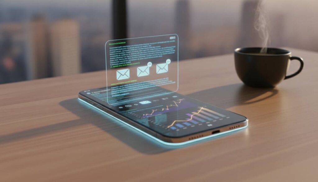 Смартфон с открытым интерфейсом суперприложения ChatGPT на рабочем столе.