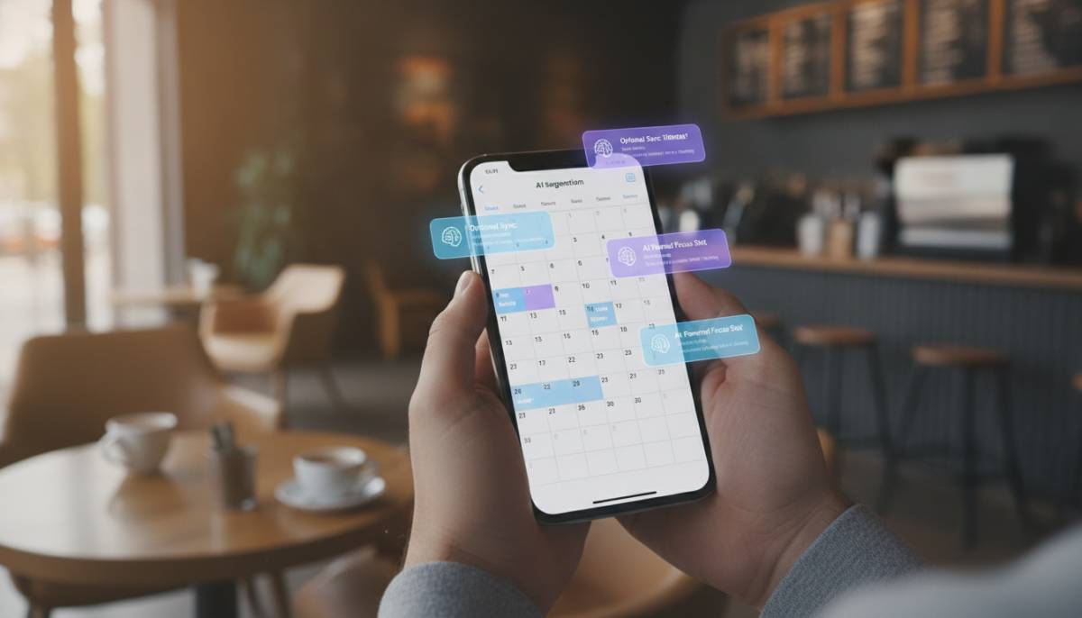 Пользователь настраивает расписание через новые функции Apple Intelligence на смартфоне