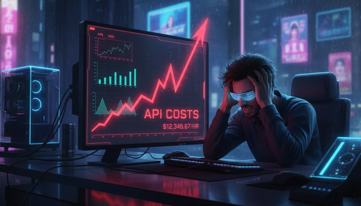 График расходов на API Программист в шоке смотрит на резко растущий график расходов на токены нейросети в личном кабинете.