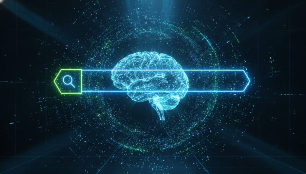 Иллюстрация нейросети, символизирующая новые алгоритмы поиска Google Neural Core.