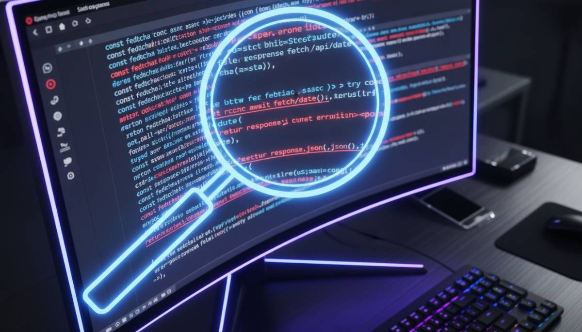 Экран монитора с исправлением ошибок искусственного интеллекта.