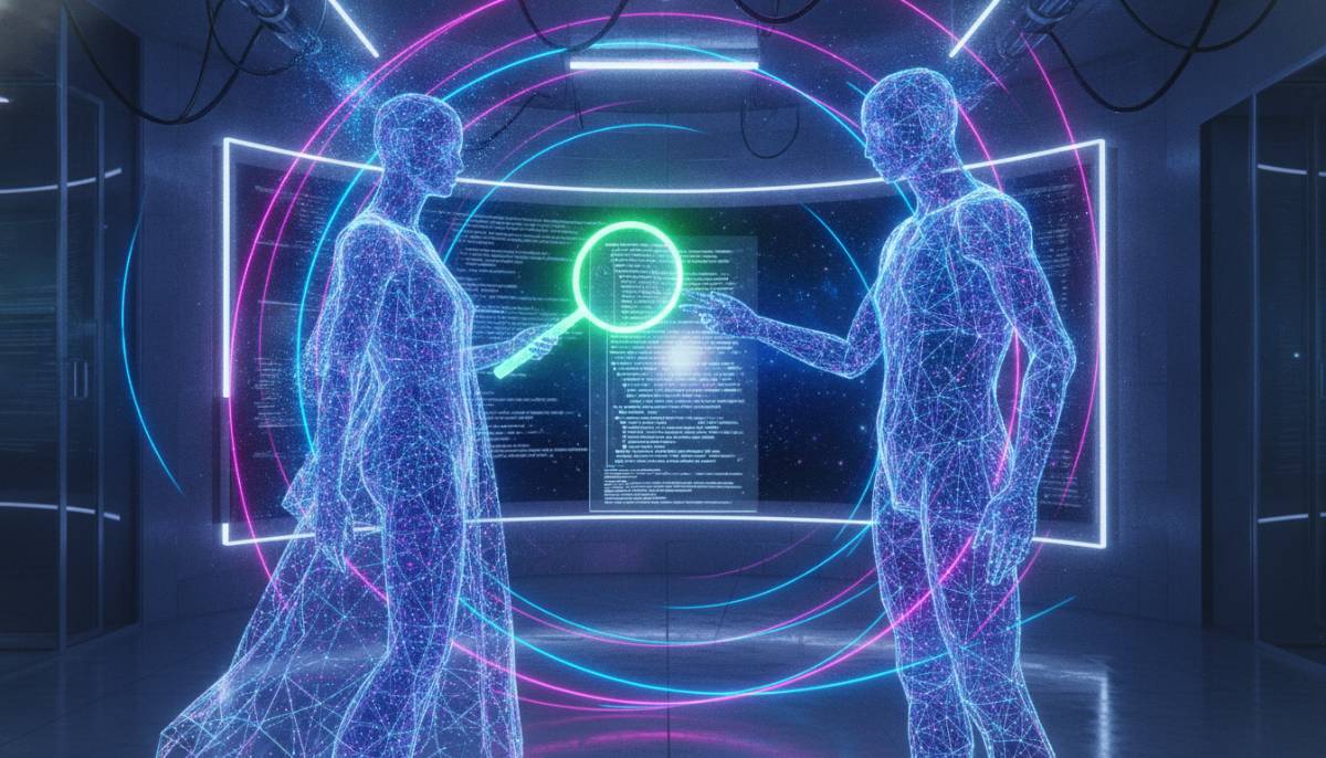Искусственный интеллект контролирует качество текста Визуализация мультиагентной системы, где один ИИ выступает в роли строгого редактора для другого.