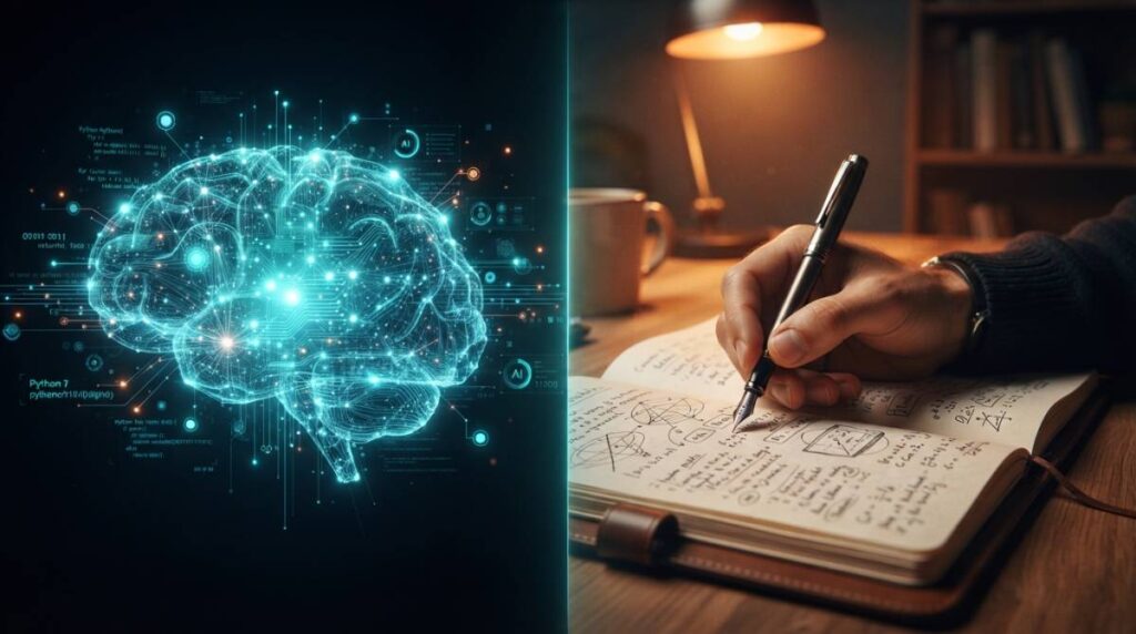 Иллюстрация симбиоза искусственного интеллекта и автора при написании контента.