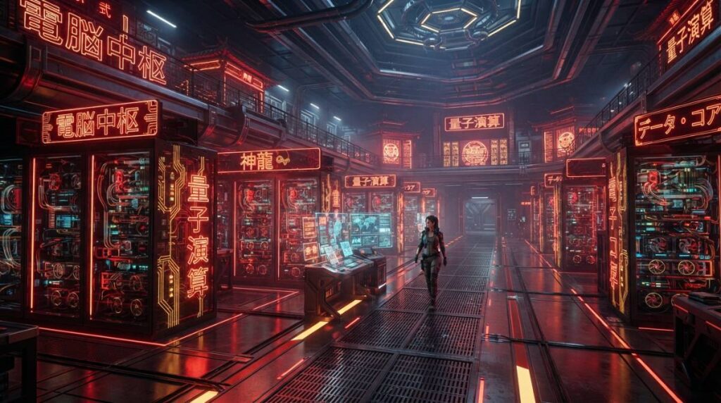 Стойки с серверами и GPU для обучения нейросетей в китайском дата-центре