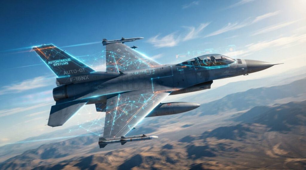 Полет военного истребителя F-16 под управлением искусственного интеллекта DARPA