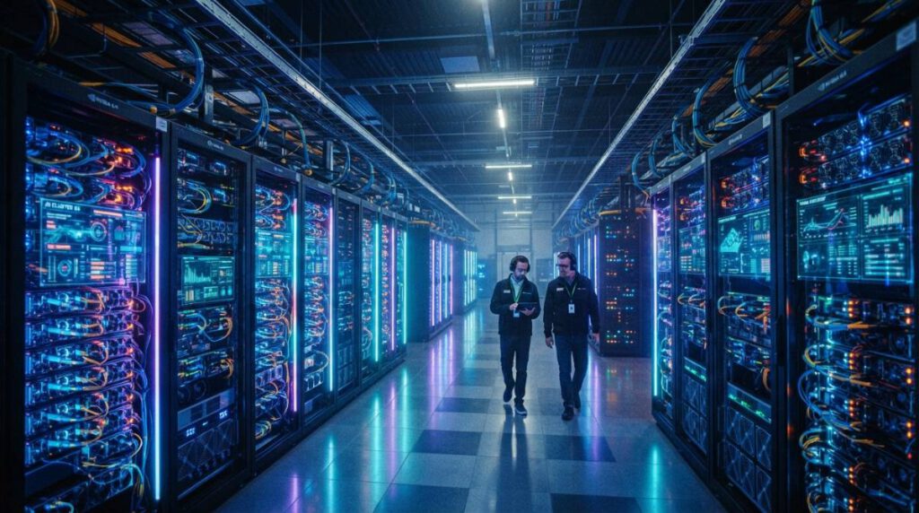 Серверная стойка с графическими процессорами для обучения нейросетей