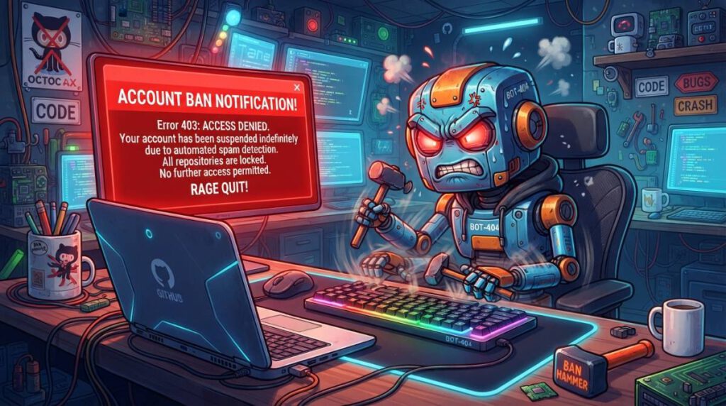 Иллюстрация обиженной нейросети, которую заблокировали на GitHub