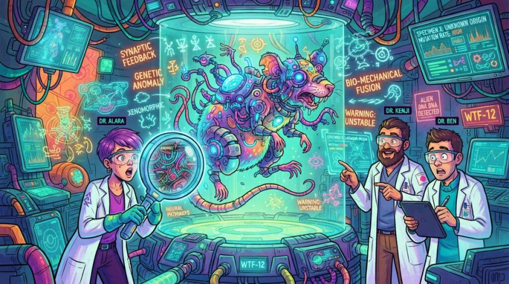 Курьезная иллюстрация крысы, созданная нейросетью Midjourney для статьи в научном журнале