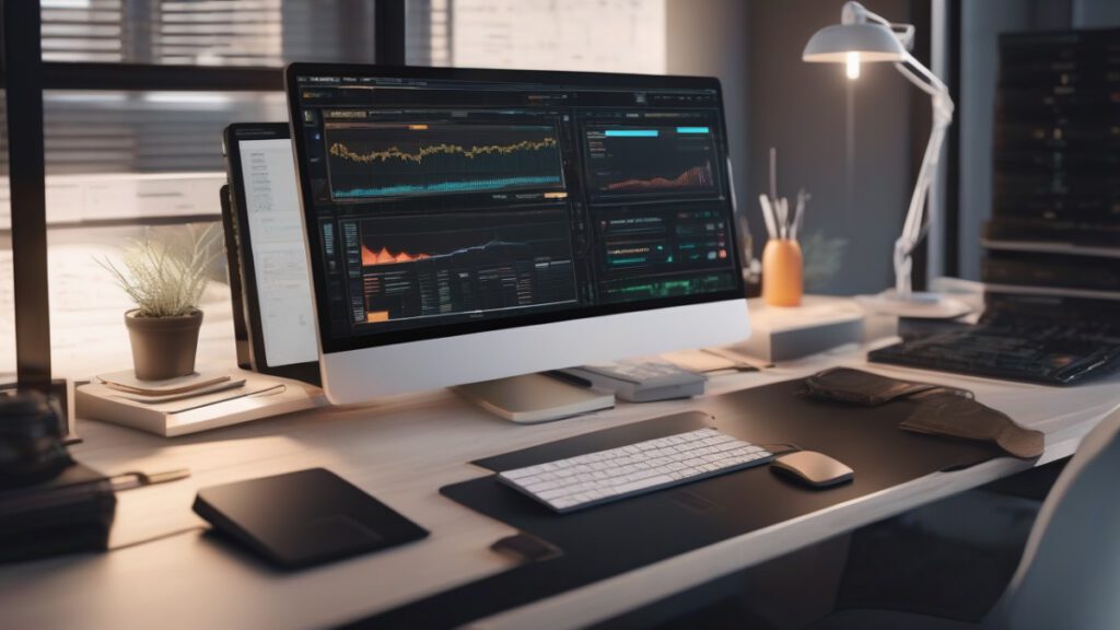 Рабочее место разработчика с открытым интерфейсом системы Vercel v0 для создания веб-приложений
