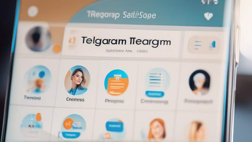 Смартфон с интерфейсом Telegram, показывающий автоматические теги для входящих сообщений от клиентов.